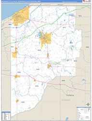 Michigan City-La Porte Metro Area Wall Map Basic Style 2026